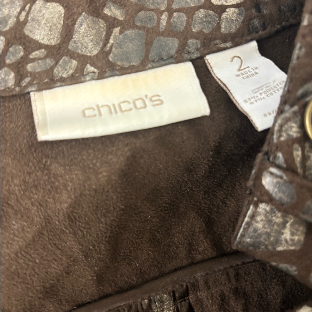 Chicos Dark Brown Animal Print Vest 2/Lg - Picture 5 of 5